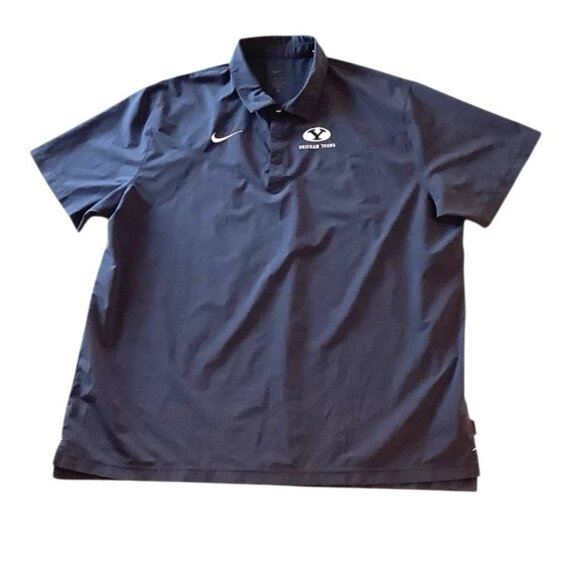 Nike Dri Fit Brigham Young Short Sleeve Polo Blue Shirt Size 3XL - Picture 1 of 7
